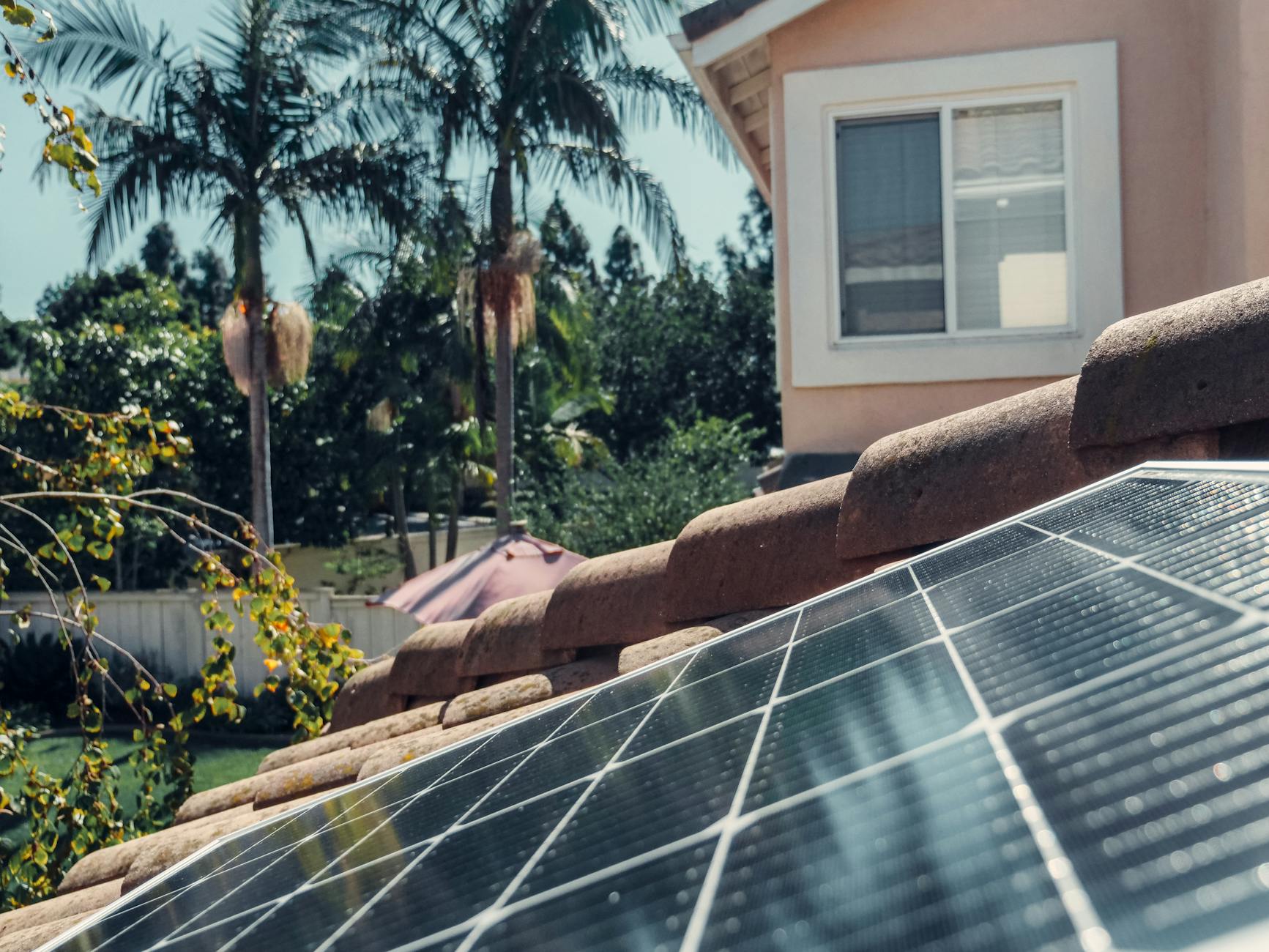 solar panel on roof of house in california usa