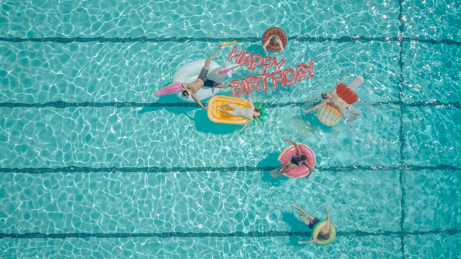 top view of people in the swimming pool