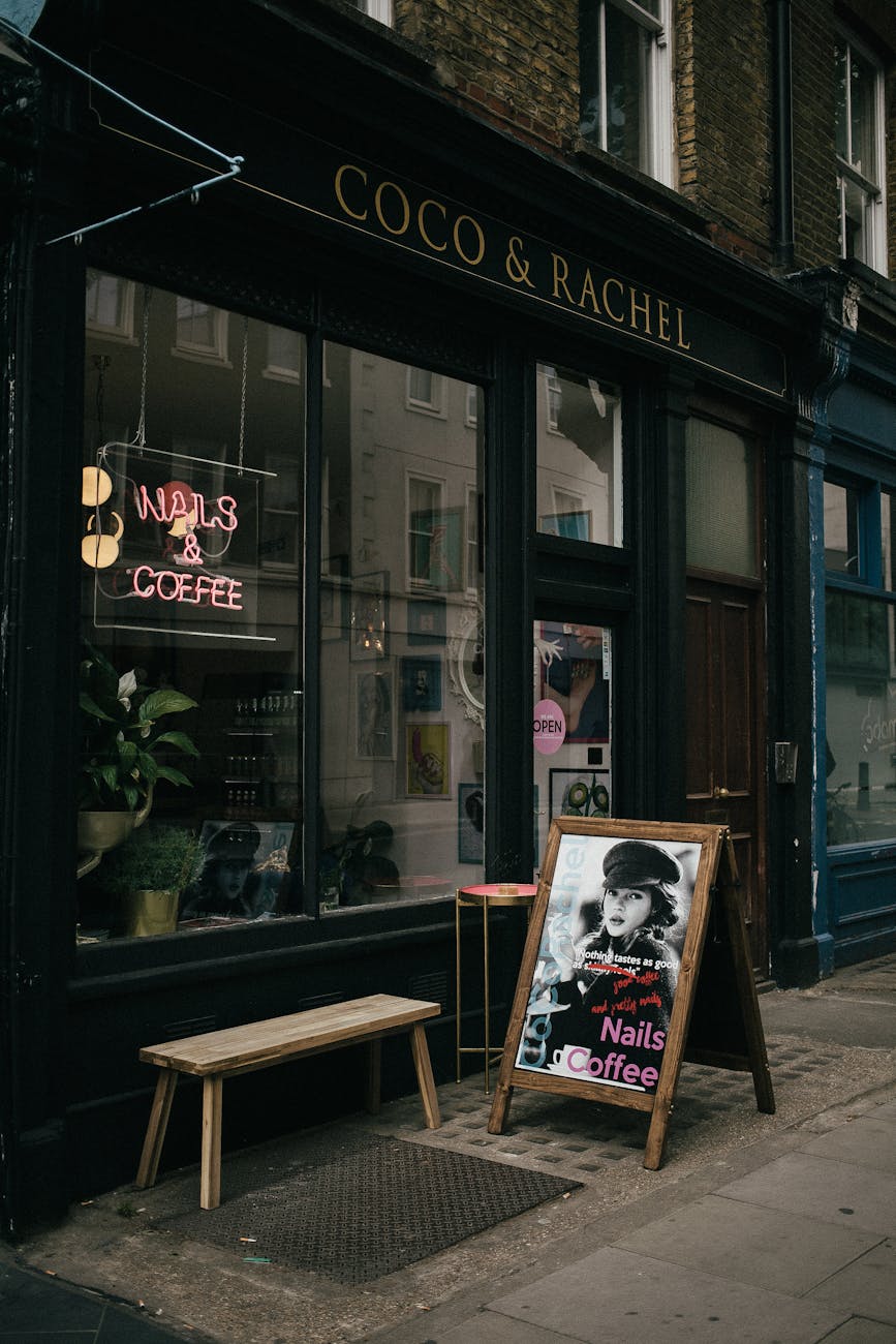 gray and brown nails coffee sandwich signage near the coco rachel shop How to Choose the Perfect Store Location for Your Retail Business
