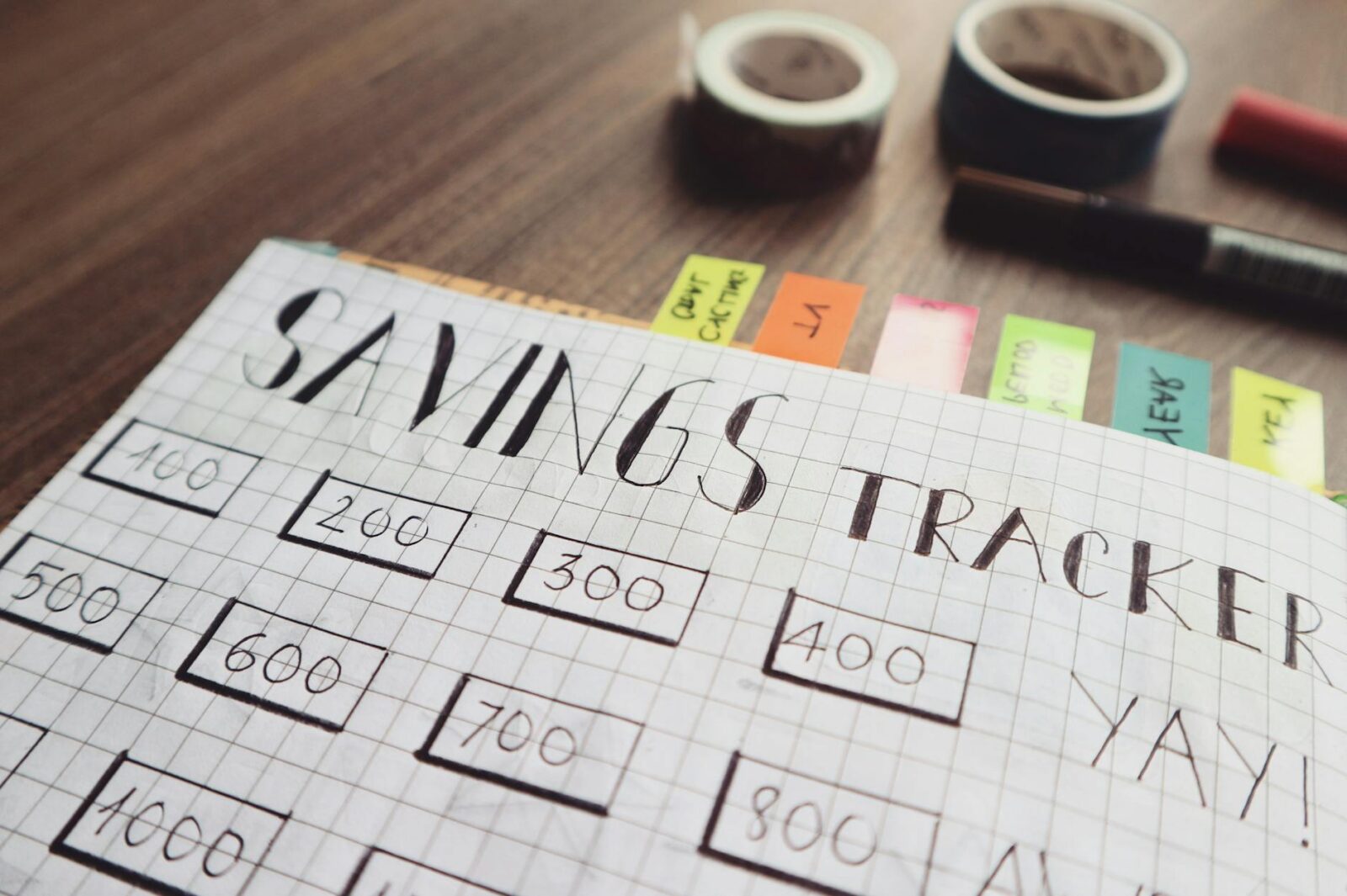 savings tracker on brown wooden surface 7 Foolproof Strategies to Tackle Your Financial Stress