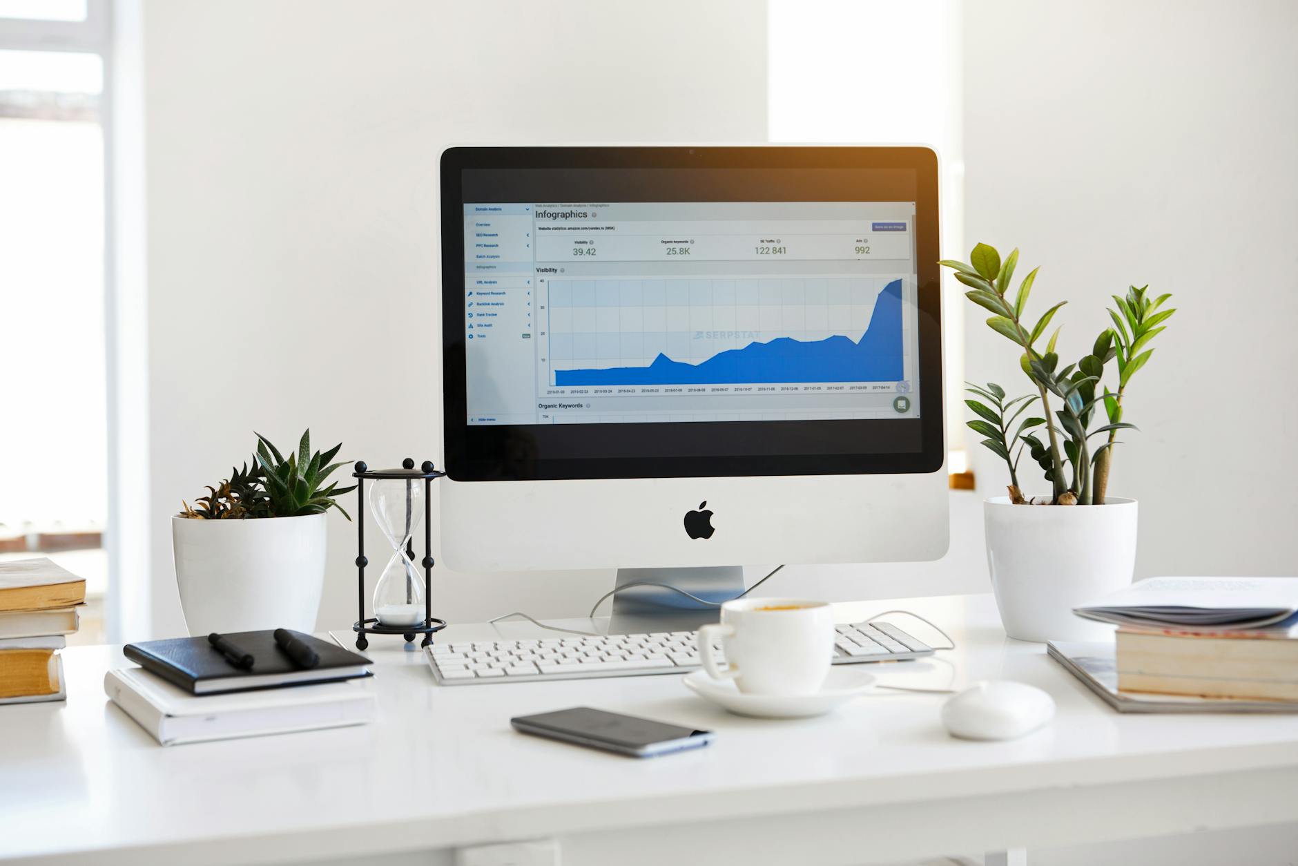 silver imac displaying line graph placed on desk The Low Down on Launching a Profitable Blog