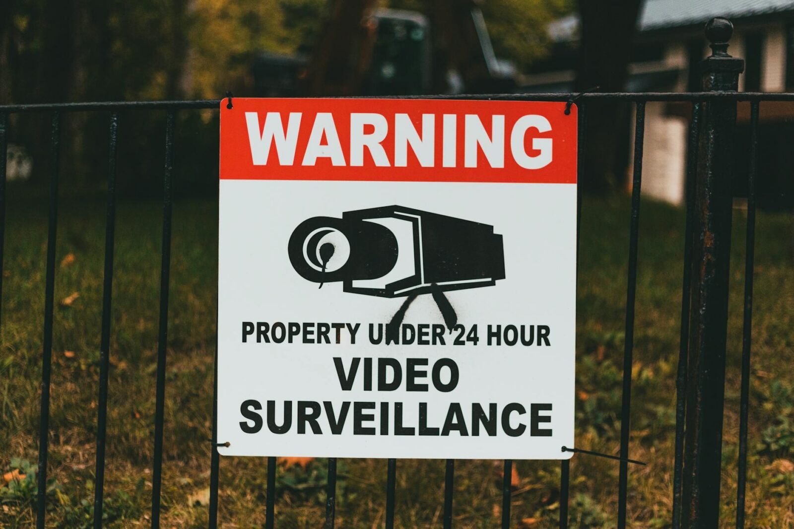 warning sign on a metal fence The Business Owner's Guide to Video Surveillance & VMS for Company Security