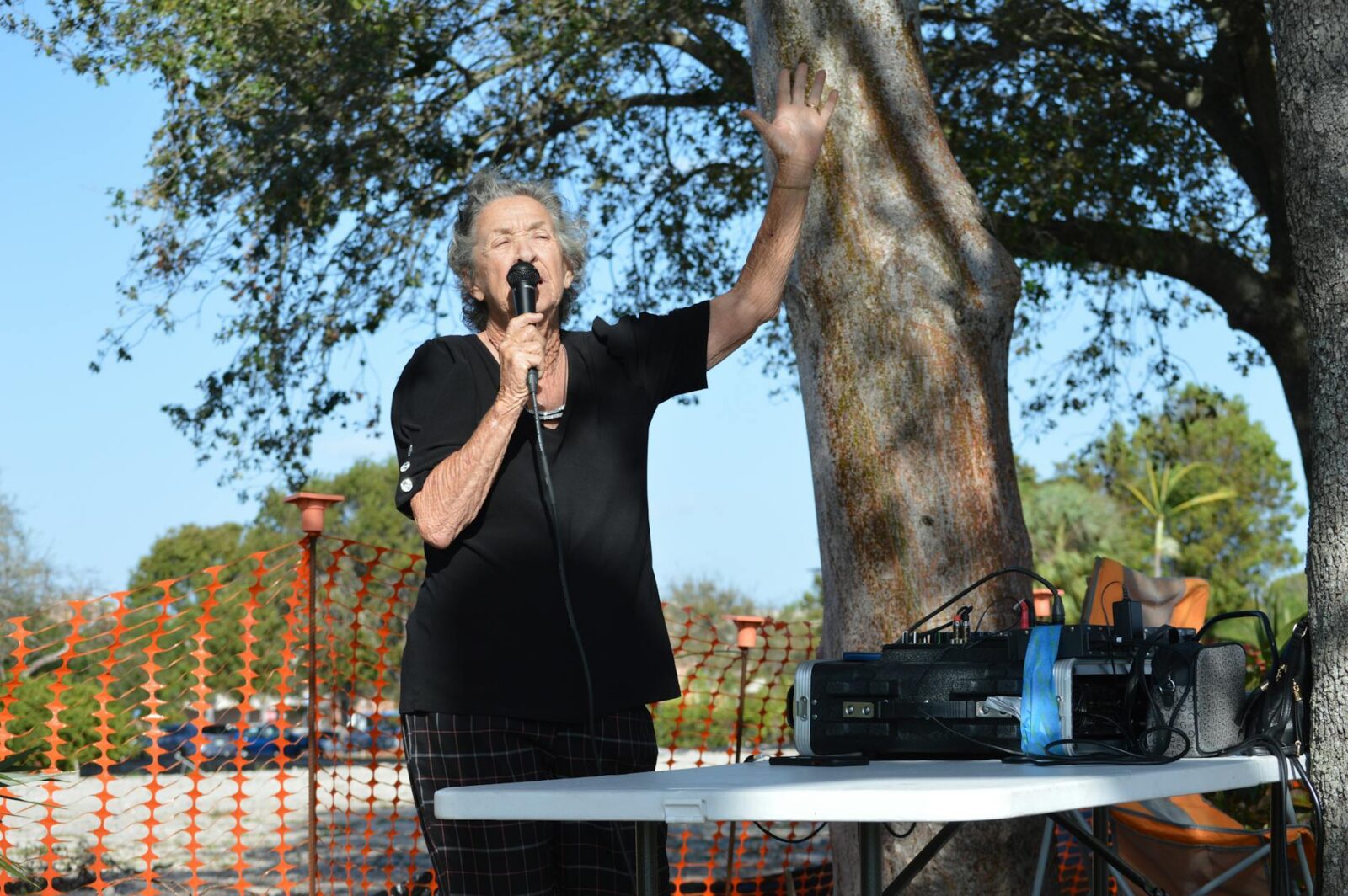 elderly woman with microphone during auction The Family Guide to Moving During Big Life Changes