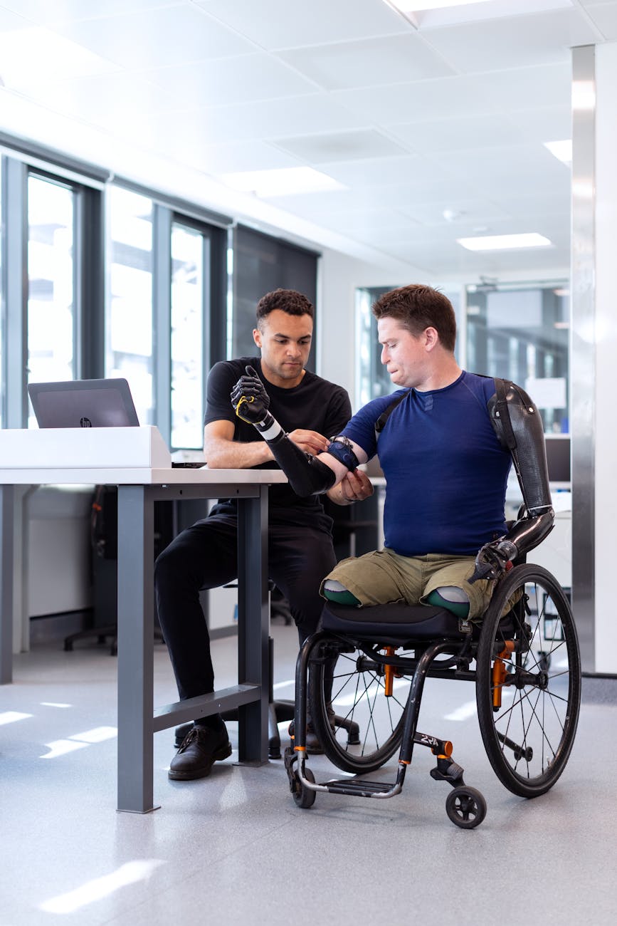 engineer fitting prosthetic arm How to Build Trust as a Healthcare Business Owner