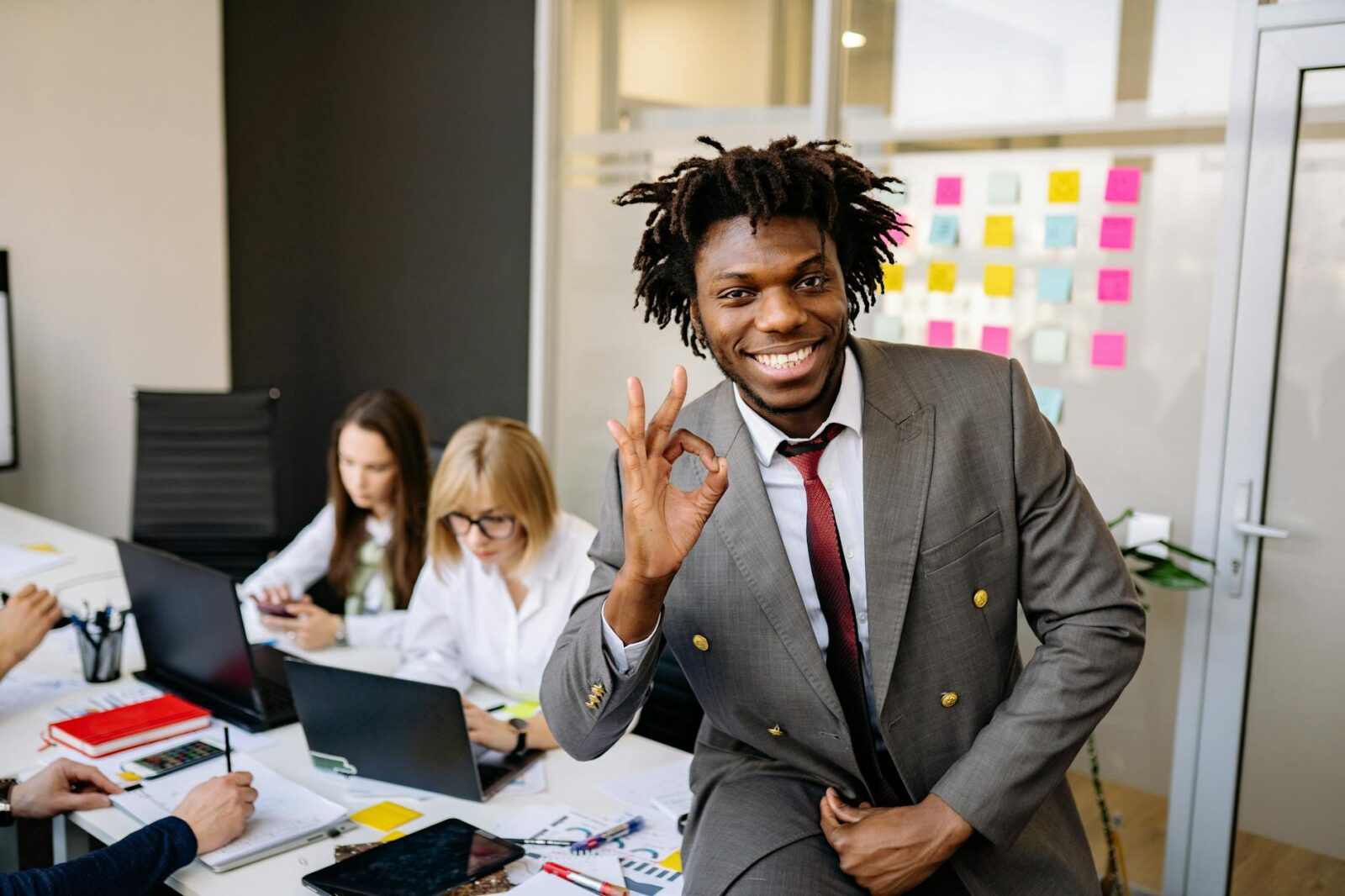 a businessman and his team in the office